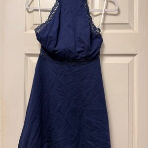Elegant Navy Halter Dress